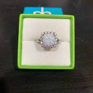 Elegant Opal and Silver Ring